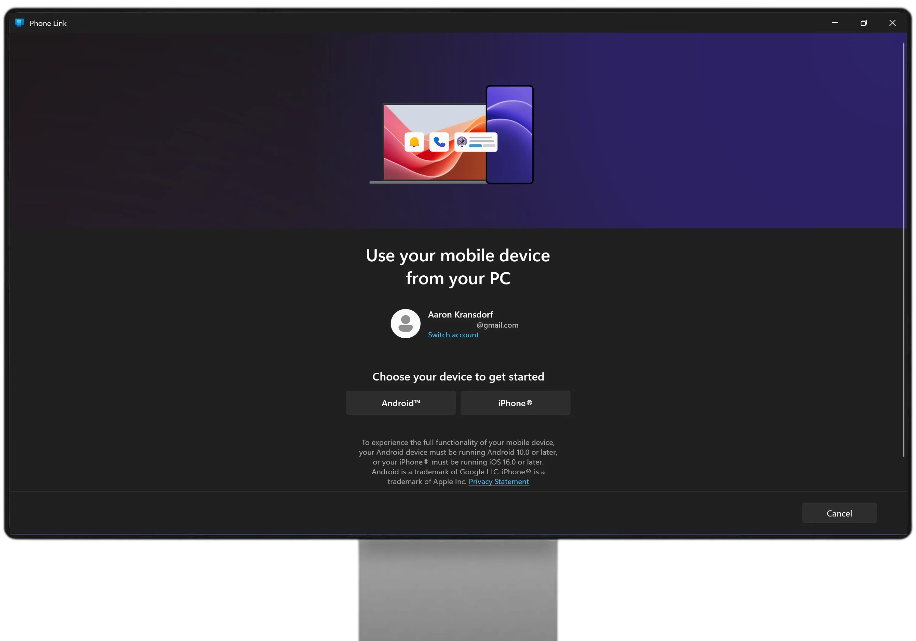 PC — "Use your mobile device from your PC"