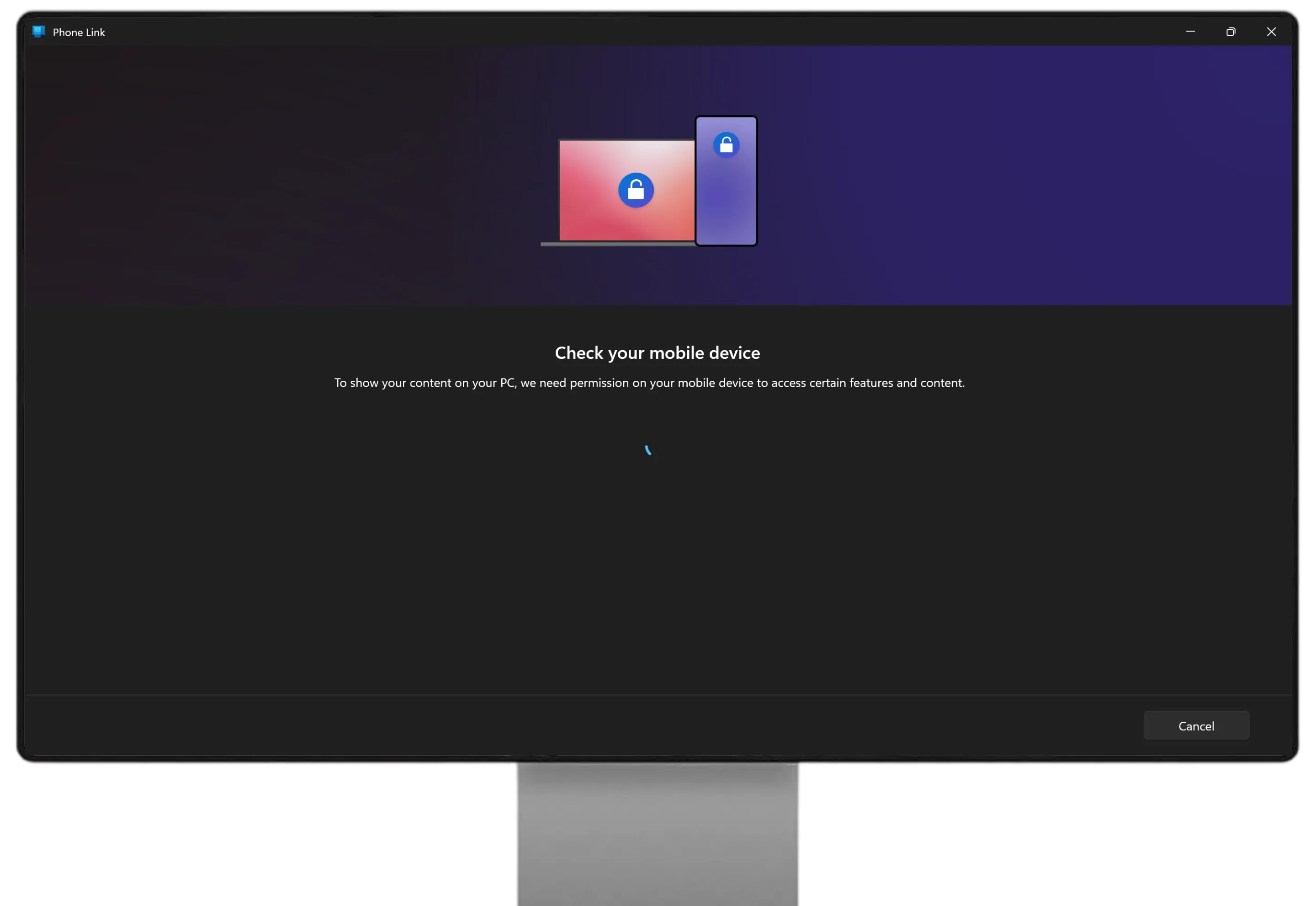 PC — "Check your mobile device."